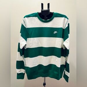 Nike Club Fleece Striped Heavyweight French Terry Crew Green NWT $85 Size XL